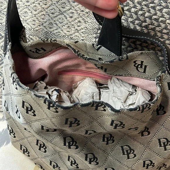DOONEY & BOURKE Signature Print Black & Tan Satchel Bag~please read! - Picture 5 of 16